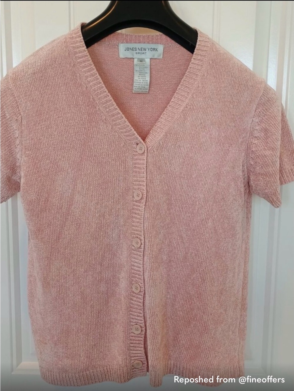 Jones New York Pink Short-Sleeve V-Neck Cardigan